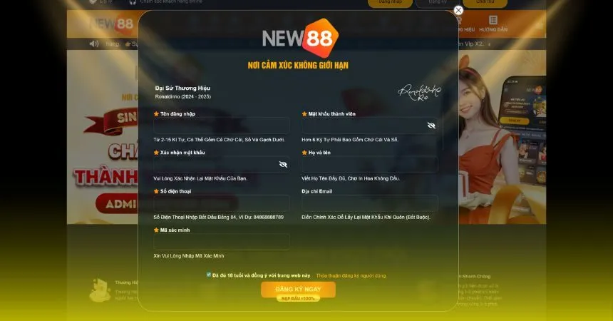 Hướng dẫn đăng ký tài khoản NEW88